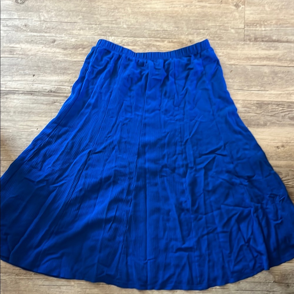 Susan Graver Cobalt Blue Pleated A-Line Skirt